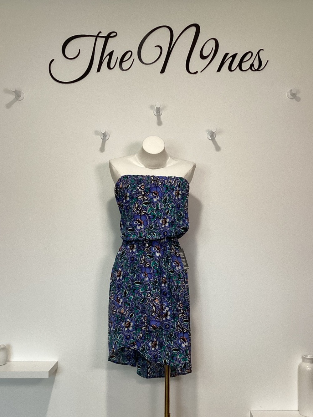 Express Purple & Turquoise Strapless Floral Dress NWT Large